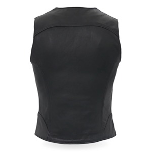 Chaleco de motorista de cuero de vaca negro para mujer, cuello en V y cremallera de Metal plateado para motociclismo, Chaleco de cuero sin mangas, abrigo - Product Image 2