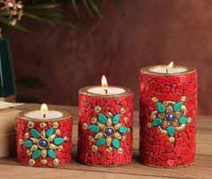 Soporte de vela de madera con incrustaciones de hueso y resina Festival-Use soporte de luz de té decorativo para decoración del hogar de f s i - Product Image 2