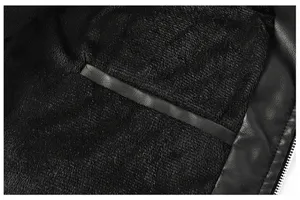 Chaquetas de Cuero PU Casuales de Moda para Hombre, Cuello Alto, Abrigo de Motociclista Cálido, Estilo Atractivo en Tela de Lona, Chaqueta para Hombre - Product Image 6