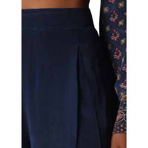 Conjunto Palazzo con estampado azul con piedra adornada Kurta, venta al por mayor de Ropa Étnica para mujer, proveedor de fábrica de ropa OEM personalizado - Product Image 6