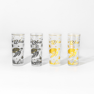 Vaso de Chupito Personalizado de Porcelana y Melamina, 60 ml, Base Gruesa, Recto, con Diseño del Mundo Marino en Negro y Dorado - Product Image 4
