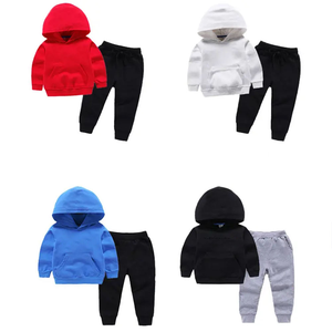 Conjunto de dos piezas de sudadera y pantalones deportivos de forro polar con logotipo personalizado para niños y niñas, varios colores, algodón suave - Product Image 5