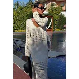 Vestido con Detalle Calado y Mangas Estilo Español 2840, Vestido Informal Transpirable con Cintura Natural - Product Image 6