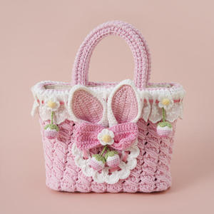 <b>Cute</b> Hand-crochet Girls Girly Tote Handwoven Knitted Bag Lolita Rabbit Bag Princess Hand Knitted Bag Change <b>Purse</b> Accessory - Product Image 3