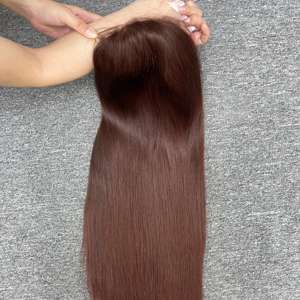 Superventas 100% extensiones de cabello crudo vietnamita Natural recto HD Cierre de encaje peluca 7x7 Color marrón 22 pulgadas - Product Image 4