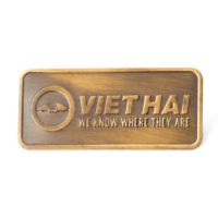 Étiquette en métal durable en laiton antique personnalisée, design gravé pour meubles, plaque de logo de marque gravée, 3A Vietnam ABL-01