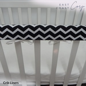 Housse de berceau Chevron noir coussin de dentition 100% coton convient à la plupart des lits, y compris Boori - Product Image 1