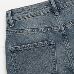 <b>Vintage</b> High Waist Women's Denim <b>Trousers</b> Slimming Pear Shaped Loose Straight Bell Bottoms Customized Color Baggy Woven - Product Image 5