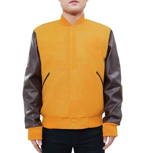 Chaqueta universitaria de cuero personalizada para hombre, chaqueta con soporte de lana, ropa de calle de invierno, estilo bombardero informal, diseño liso con letras, venta al por mayor - Product Image 1