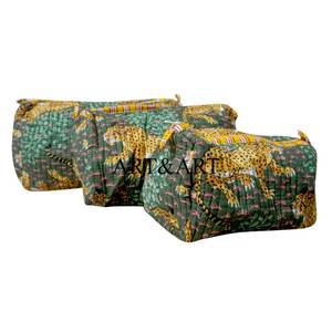 Trousse de toilette élégante à fermeture éclair pour les sorties professionnelles, ensemble de trois, grande capacité, légère, en coton, écologique, pour le maquillage - Product Image 3