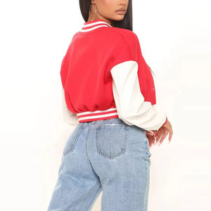 Veste universitaire courte pour femmes grande taille, nouvelle conception, best-seller, logo brodé personnalisé, pour la dernière mode, haute qualité, personnalisée - Product Image 5