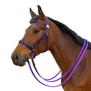 Bridon de cheval en PVC en gros avec rênes à poignée en caoutchouc, rembourrage doux, design personnalisé - Product Image 4