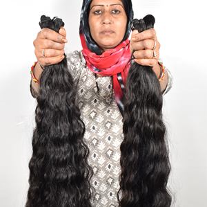 La máquina al por mayor dobla la trama ondulada Raw Paquetes virginales baratos Cabello 100% libre de químicos Color negro natural Cabello humano indio - Product Image 6