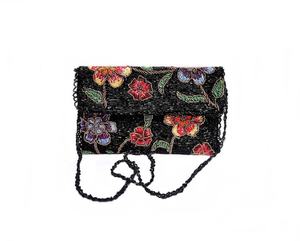 กระเป๋าคลัทช์สีดำลายดอกไม้ทำมือกระเป๋าออกแบบลูกปัดกระเป๋าถือสำหรับงานเลี้ยงตอนเย็นกระเป๋าถือลูกปัดถักเปีย - Product Image 2
