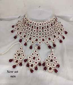 Indan, venta al por mayor, 2024, última moda, gargantilla de perlas chapadas en oro tradicional, conjunto de collar para mujer - Product Image 3