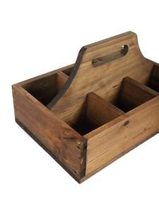 Organisateur de couverts en bois moderne sur pied, porte-ustensiles de table, boîte de rangement multi-compartiments, cuisine, table à manger, restaurant - Product Image 4