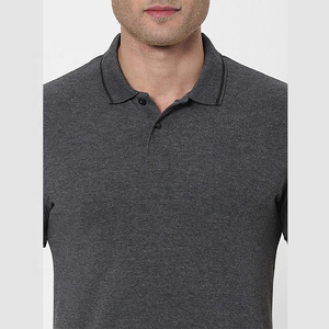 Camiseta de polo ajustada de color sólido a la moda para hombre, Camiseta básica de algodón y poliéster personalizada con cuello de 2 botones, kit de ejercicio informal - Product Image 4