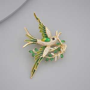Broche tendance style coréen pour sari 171141 avec strass en cristal, motif floral plaqué cuivre et laiton pour cadeaux de fête - Product Image 2