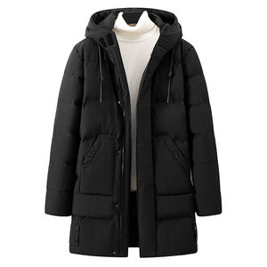 Chaqueta acolchada de invierno para hombre con capucha y logotipo personalizado, tela de lona, a prueba de viento, transpirable, de talla grande - Product Image 3