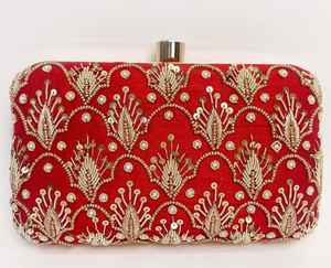 Customized Luxury <b>Party</b> Wear Clutch <b>Bag</b> High Quality Oval Shape Brass Frame Handmade Heavy Embroidery Silk Material Customizable - Product Image 3