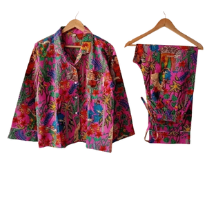 Conjunto de Pijama de Algodón Hecho a Mano para Mujer, Ropa de Dormir Floral, Mercado Mayorista al Mejor Precio - Product Image 1