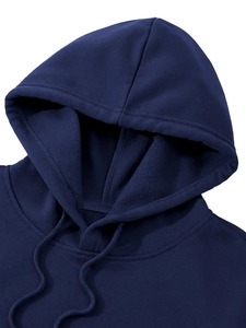 100% poliéster ropa de calle americana Casual pulóver sudaderas con capucha patrón sólido Sudadera con capucha diseño de bolsillo - Product Image 3