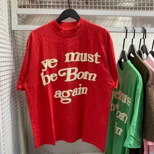 Mới mùa xuân mùa hè Puff YE phải được sinh ra một lần nữa màu xanh lá cây T-Shirt người đàn ông Phụ Nữ Ngắn Tay Áo Tops - Product Image 3