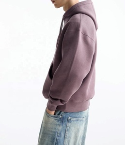 Sweat à capuche à poches très populaire, 380 GSM, motif uni, coupe ample, respirant, 100 % coton molletonné, pour homme, hiver - Product Image 4