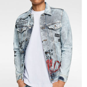 2025 <b>Denim</b> <b>Jackets</b> <b>Men</b> Jeans Custom <b>for</b> Wholesale Oversized Designed Customise Distressed <b>Men's</b> <b>Jackets</b> Printed Embroidery - Product Image 1