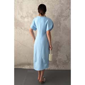 Vestido Largo Azul de Satén - Azul - Product Image 5