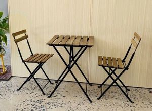 Kanhome prix d'usine de gros ensemble de bistrot extérieur en bois d'acacia chaise et table de jardin pliantes du Vietnam - Product Image 5