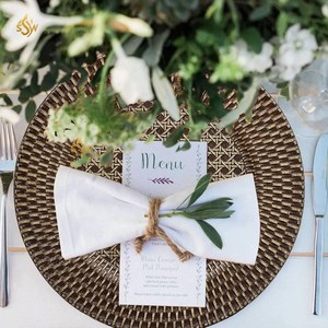 Design traditionnel rotin chargeur plaqué haute qualité à la mode tissé corde rotin assiettes décoration table à manger chargeur assiette - Product Image 6