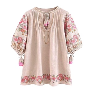 HOBISH เสื้อสตรีคอกลมแขนสั้นสไตล์คลาสสิก,เสื้อแฟชั่นสำหรับผู้หญิงปี S-6XL คัตเอาท์งานเย็บปักลาย - Product Image 1
