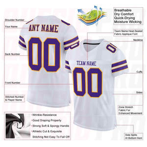 เสื้อฟุตบอลอเมริกันแบบกำหนดเอง เสื้อกีฬาผู้ชาย เสื้อเจอร์ซีย์โพลีเอสเตอร์แบบกำหนดเอง ปักลายแบบซับลิเมชั่น เสื้อฟุตบอล - Product Image 4