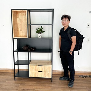 KS68177 Living Room Decorative Shelf Iron Frame Rectangle Shape Standing Type Installation Multi-piece Package Multifunction - Product Image 4