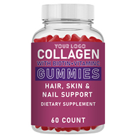Gummies au collagène avec biotine et vitamine C pour éliminer les marques d'acné et les taches brunes, saveur fraise 60 unités