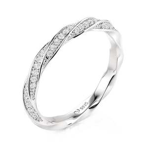 Jeulia Rhodium Rose Gold Plated <b>Wave</b> Pattern Eternity Wedding Band for Women - Product Image 2
