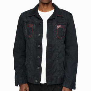 Veste en jean pour homme de haute qualité à manches longues, décontractée, avec fourrure, vente en gros et personnalisation, veste en jean pour homme de la meilleure qualité avec strass - Product Image 1