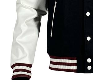 Veste universitaire en laine pour homme sur mesure avec manches en cuir, design patchwork, col montant - Coupe-vent et imperméable, vente en gros - Product Image 6