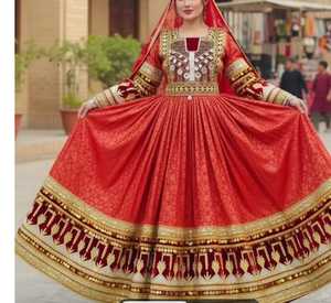 Vestidos Afganos Vintage KUCHI de Terciopelo Azul con Bordado CHARMA y Chaleco a Juego, Hermoso Vestido Afgano - Product Image 4