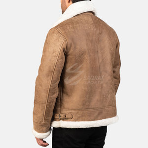 Breathable Lightweight <b>Men</b> Winter <b>Jacket</b> Casual <b>Shearling</b> Cow Skin Leather Front Logo High Quality - Product Image 6