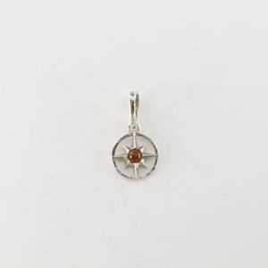 Colgante de rosa con brújula báltica Ámbar: joyería de moda de piedras preciosas marrones de Plata de Ley 925 para mujeres y niñas en bodas - Product Image 3
