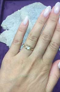 Rainbow Moonstone <b>Ring</b> Unusual Engagement <b>Ring</b> 925 Silver 14K Gold Plated Art Nouveau June Jewelry Gift For Wife Her - Product Image 6