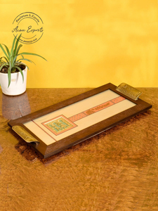 Premium Handmade Disposable Wooden Serving <b>Tray</b> with Metal Handles for <b>Kitchen</b> Dining Hotel Use-Durable Stylish Home Decor - Product Image 4