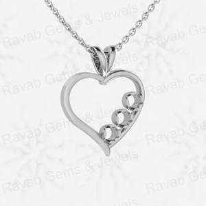 Haute qualité 925 en argent Sterling massif coeur Semi montage blanc pendentif à breloque réglage bijoux à bricoler soi-même résultats composants - Product Image 2