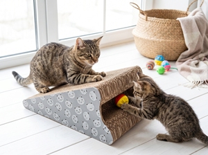 Cardboard Cat Scratcher Ramp "<b>Slide</b> with Ball #1" with Catnip - Product Image 4
