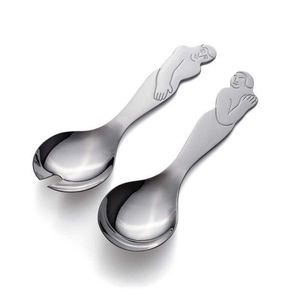 High grade stainless steel salad server <b>set</b> with smooth handles and shiny surface ideal for kitchen accessories and gifts - Product Image 1