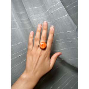 Antionette Martinez Spiny Oyster & Sterling Silver <b>Adjustable</b> <b>Ring</b> Rose Gold Plated Bezel Setting One Size Fits All - Product Image 5