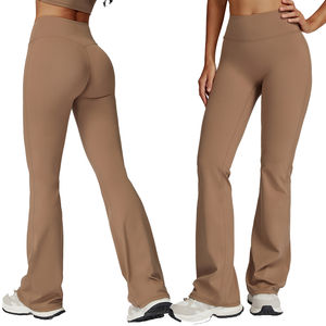 High Waist Elastic Outdoor Sports Wear Running Workout Flare Pants Loose Comfortable Yoga <b>Leggings</b> for Women - Product Image 1