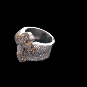 14k <b>Solid</b> White Gold Lab Grown Diamond Ring brilliant Round Cut Diamond Cross Shape Trendy VVS Clarity Elegant Ring for Women - Product Image 3